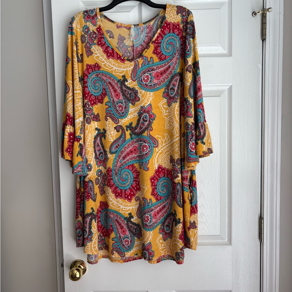 Colorful Paisley V-Neck Tunic